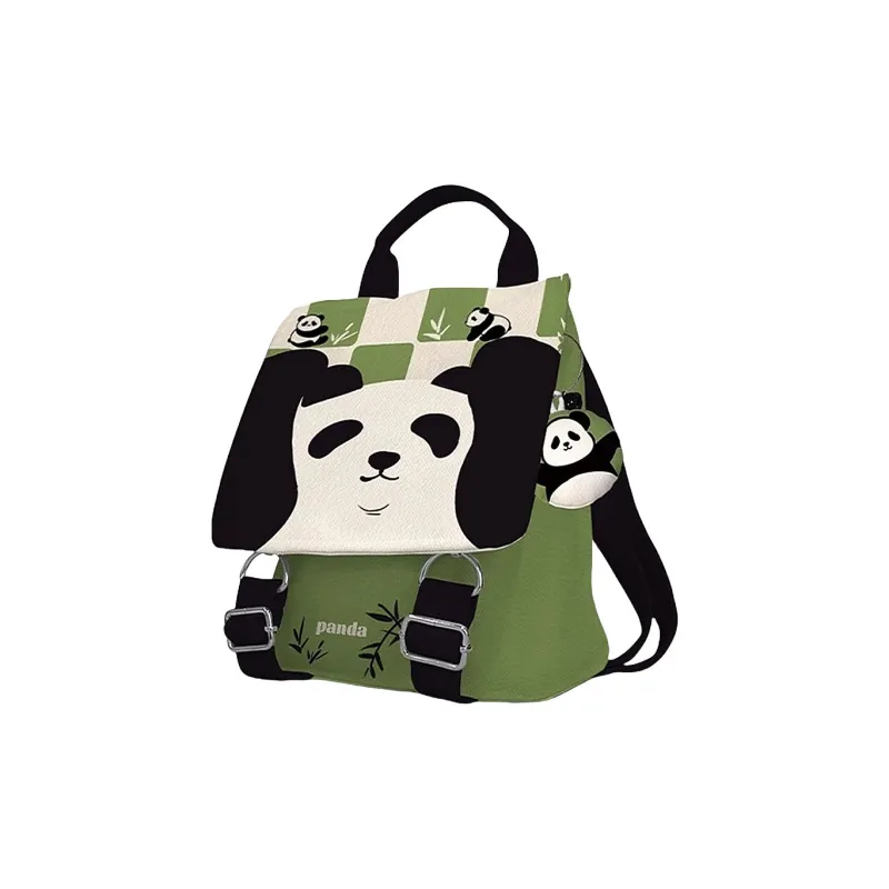 AOSONG Suede Tech Fabric Backpack Unisex Green Panda Ponder-1