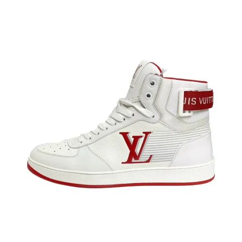 LOUIS VUITTON High Top Skateboard Shoes Men's White Red