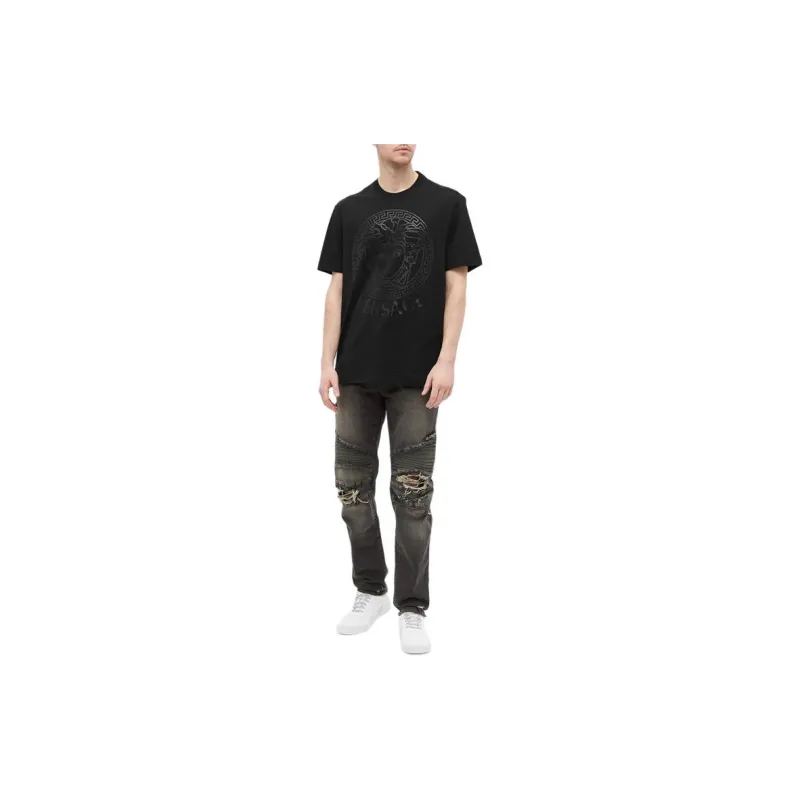 VERSACE VERSACE Medusa Print Casual Crew Neck Short Sleeved T Shirt T Shirt Men's Black-2