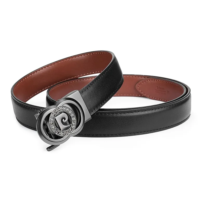 PIERRE CARDIN Top Grain Cow Leather Belts Women's Width 2.4cm-2