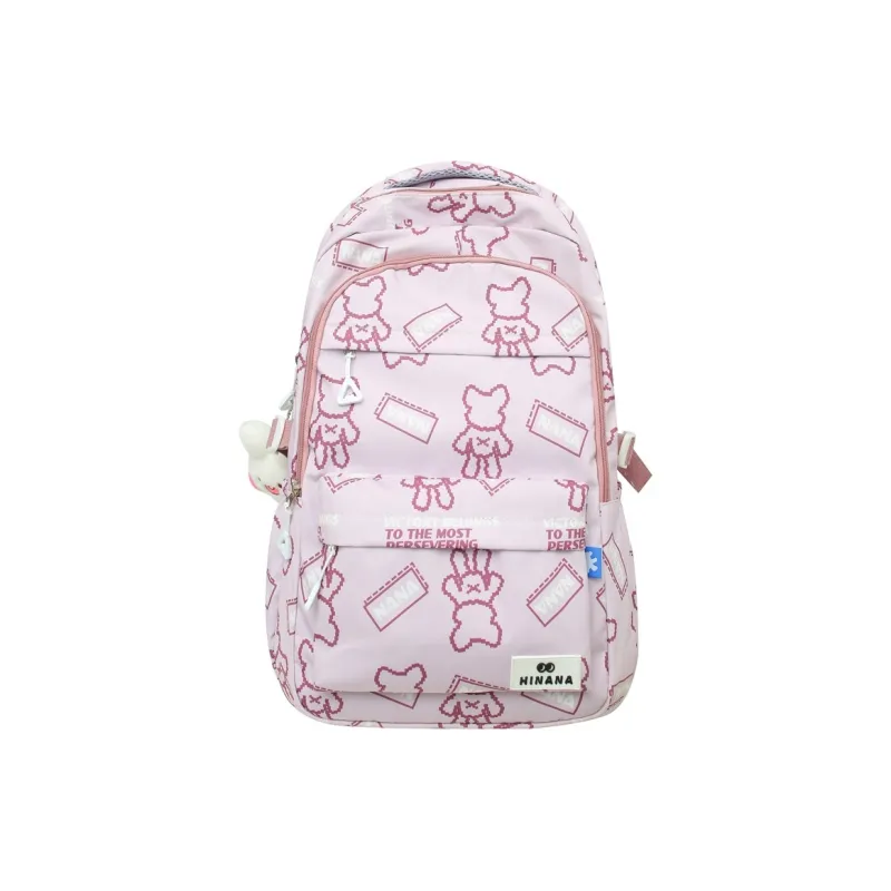 NX DOUGHNUT Nylon Backpack Regular Women's English Bear Ecru Heart Bear Pink Bear Black Bear Cow Pattern-9