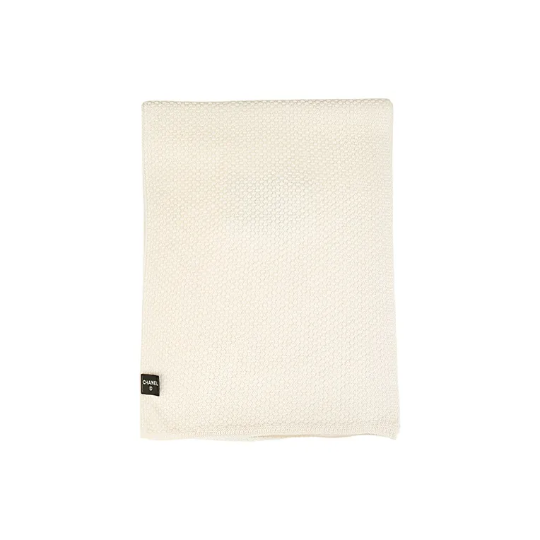 CHANEL Knit Scarves Unisex Beige-1