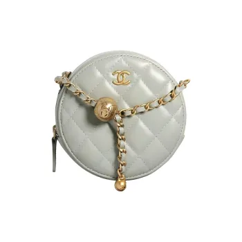 CHANEL Sheepskin Round Bag, Crossbody Bag, Shoulder Bag Women's Gray