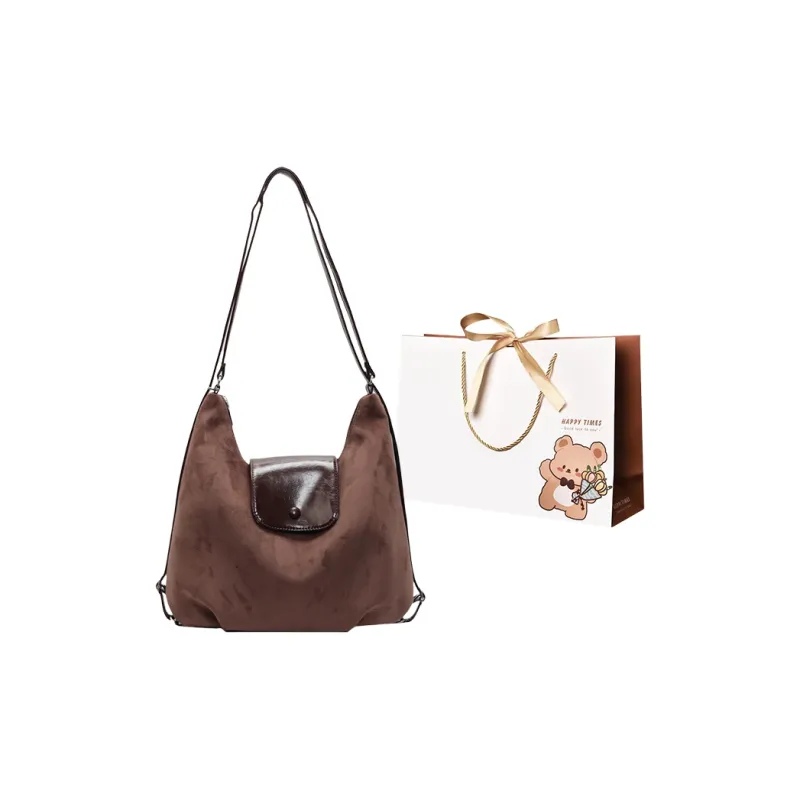 ERANGBEAR PU Backpack, One Shoulder Handbag Women's Khaki Leopard Print Coffee-5