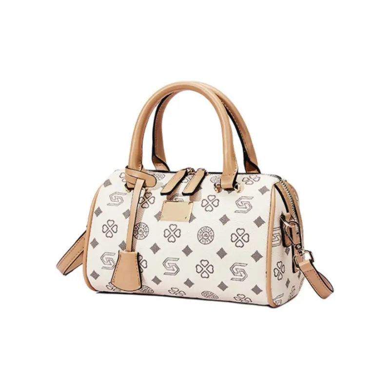 ST&SAT Synthetic Leather Handbag, Shoulder Bag, Crossbody Bag Regular Women's White/Coffee-7