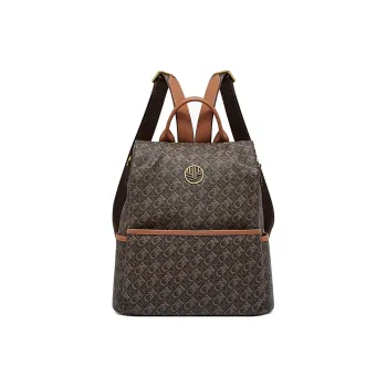 Geshiman PVC Backpack Regular Unisex Coffee/Ecru