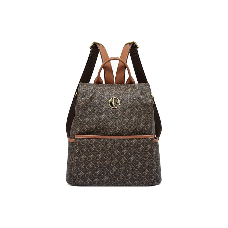 Geshiman PVC Backpack Regular Unisex Coffee/Ecru-0