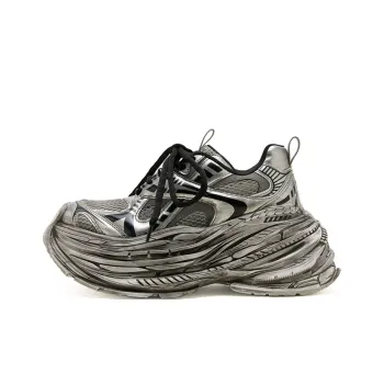 M88M Cushioning Anti Slip Wear Resistant Breathable Height Increasing Low Top Chunky Sneakers Unisex Silver Brown