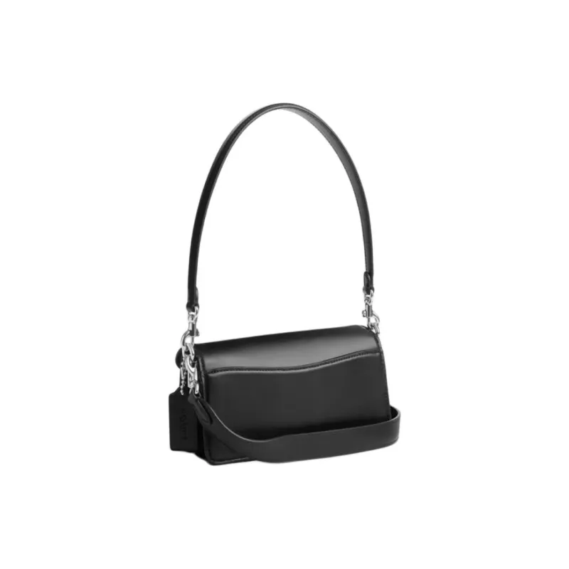 COACH Tabby Calfskin Shoulder Bag, Crossbody Bag, Handbag Trumpets Women's Silver & Black-1