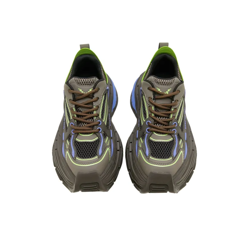 M88M Cushioned Slip Resistant Height Increasing Low Top Chunky Sneakers Unisex Olive Green-2