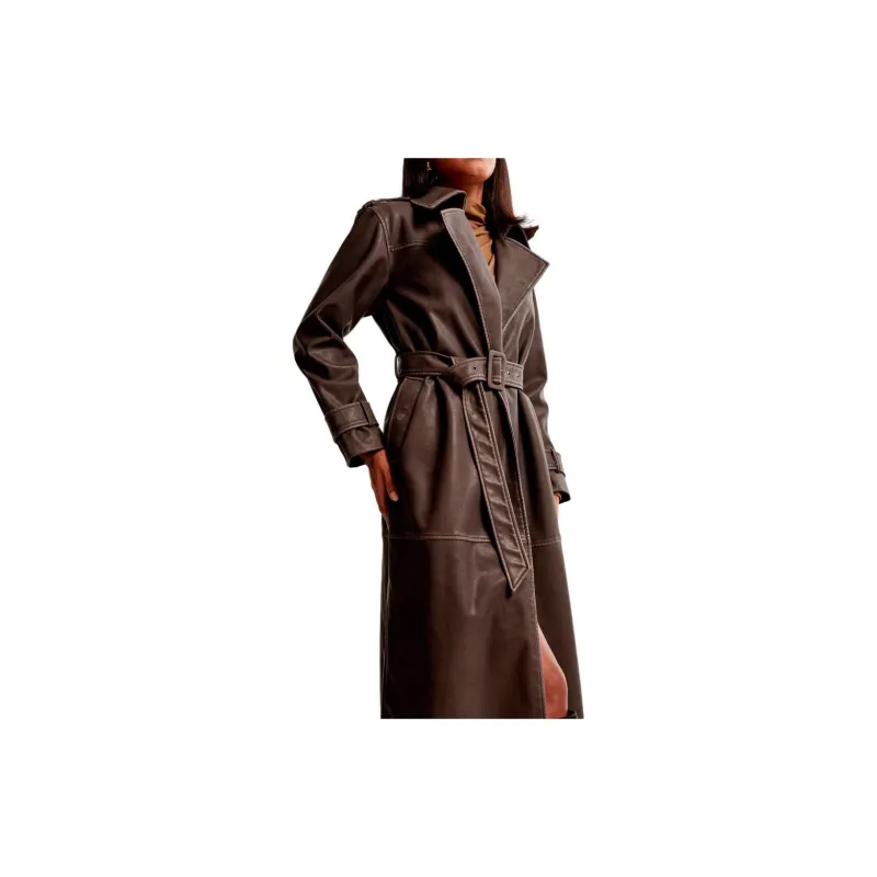Abercrombie＆Fitch Trench Coats Women's Coffee-1