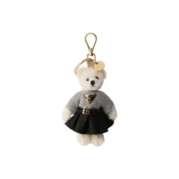 PRADA Teddy Bag Charm With Metal Ring Women's White
