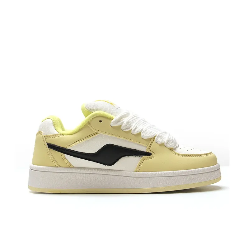STUR YSN Warm Wear Resistant Lightweight Low Top Skateboard Shoes Unisex White Light Yellow-2