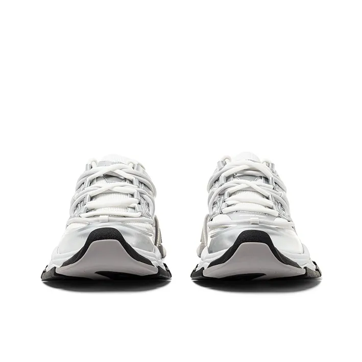 BLINDNOPLAN Anti Slip Wear Resistant Low Top Casual Vintage Chunky Sneakers Running Shoes Unisex White Silver-2
