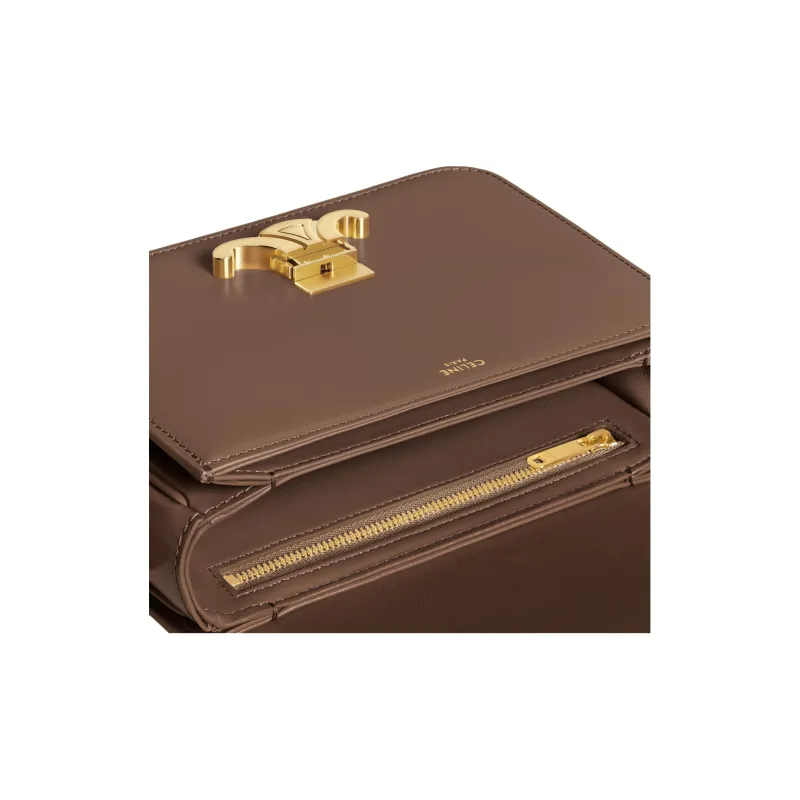 CELINE Triomphe Calfskin Shoulder Bag Crossbody Bag Women's Shiny Brown-3