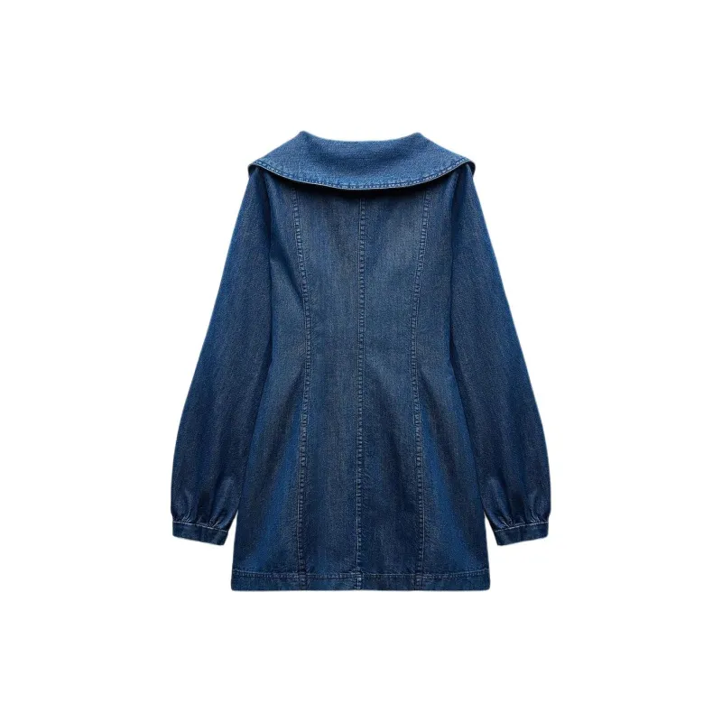 ZARA Trf Long Sleeved Dresses Women's Blue-1