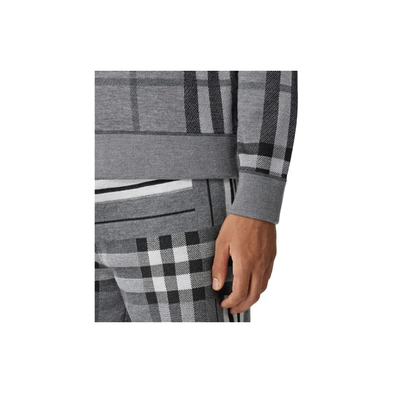 Burberry Check And Stripe Wool Jacquard Sweater-1