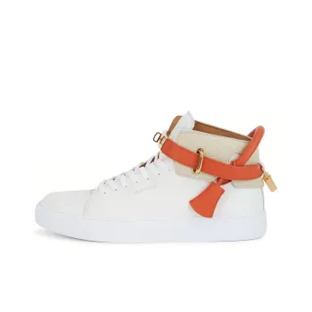 Buscemi Wear-Resistant High-Top Skateboard Shoes Men's White Orange