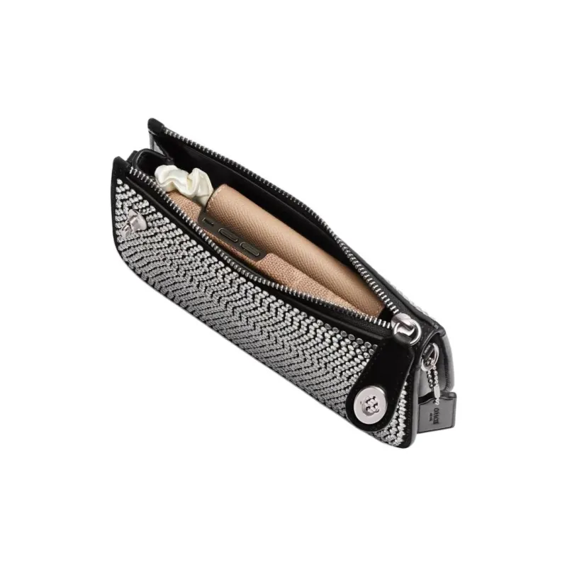 COACH Penn Calfskin Shoulder Bag, Crossbody Bag Trumpets Women's Silver & Black-3