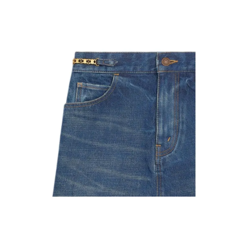 CELINE SS22 Denim Short Skirts Women's Blue-3