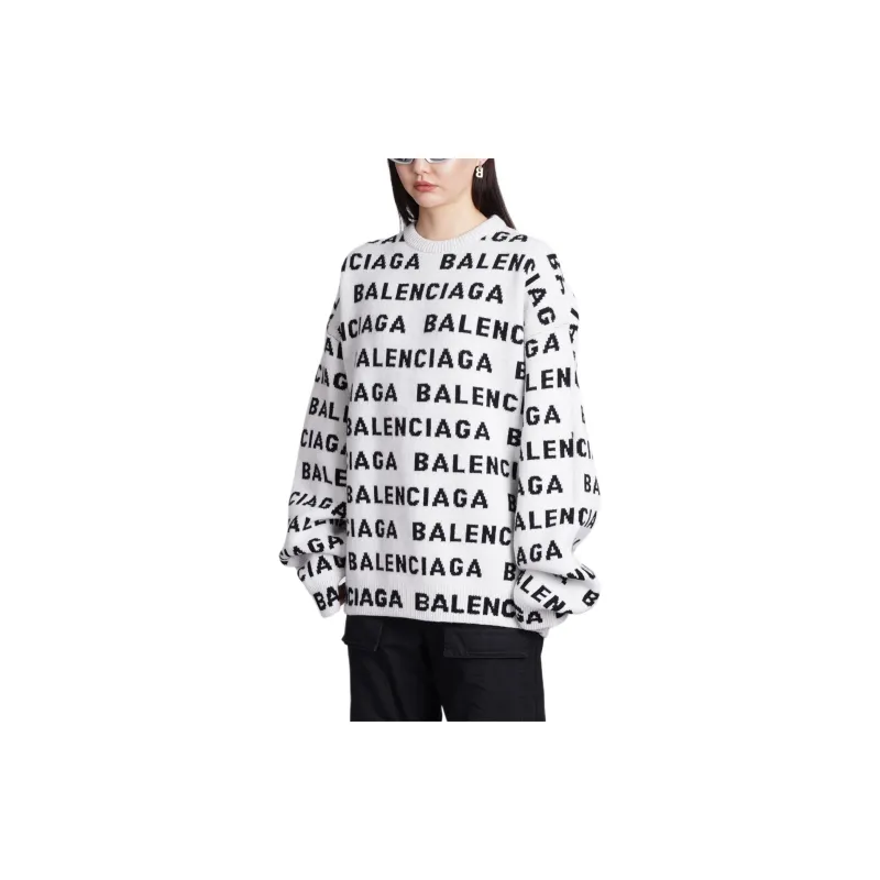 Balenciaga Allover Logo Intarsia Knitted Jumper-3