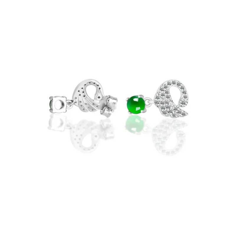 Jade Is Boundless Ice Type Jadeite Stud Earrings Women's-2