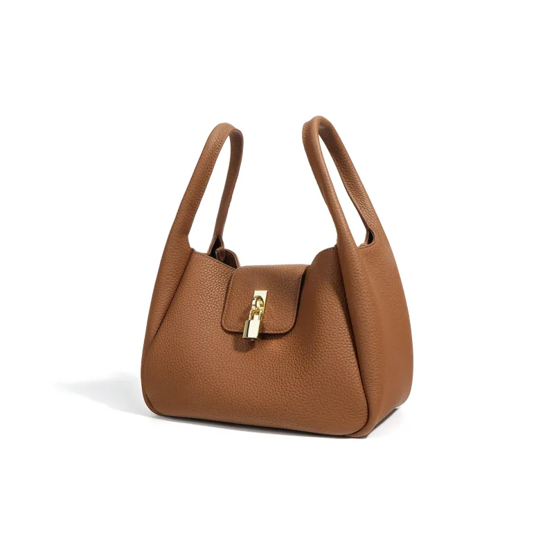 NIUMJ Top Grain Cow Leather Shoulder Bag Crossbody Bag Handbag Regular Women's Elephant Gray/Amber Gold/Midnight Blue-4