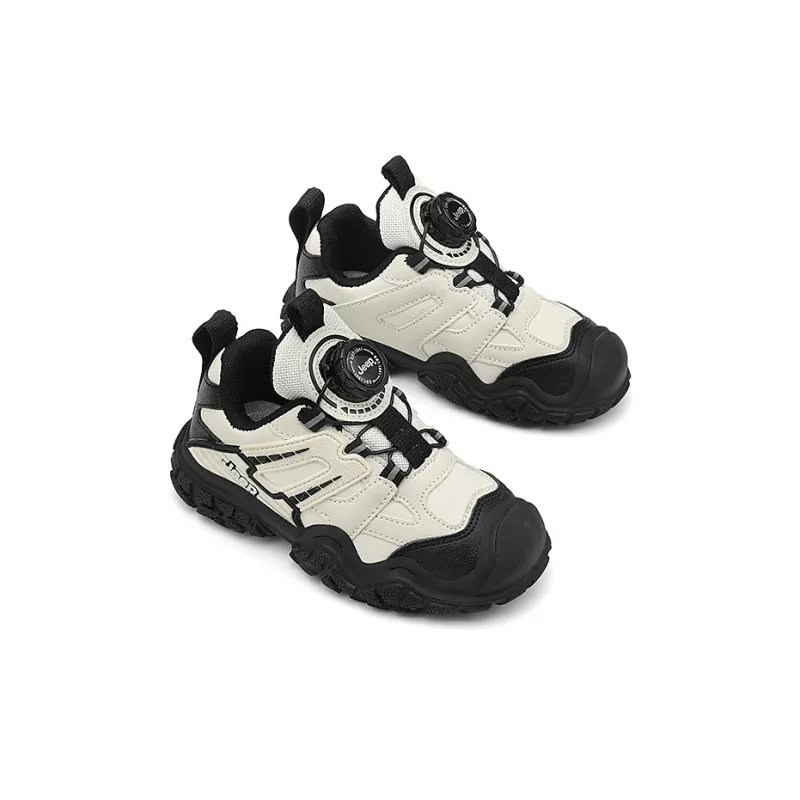 Jeep Slip Resistant Cushioning Wear Resistant Breathable Kids Lifestyle Shoes Black Beige Kids'-3