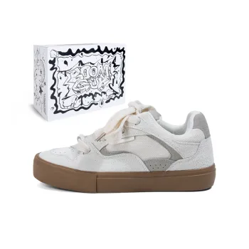 BOOM GUY POW Explosion Energy 100% Anti Slip Wear Resistant Low Top Skateboard Shoes Unisex Beige