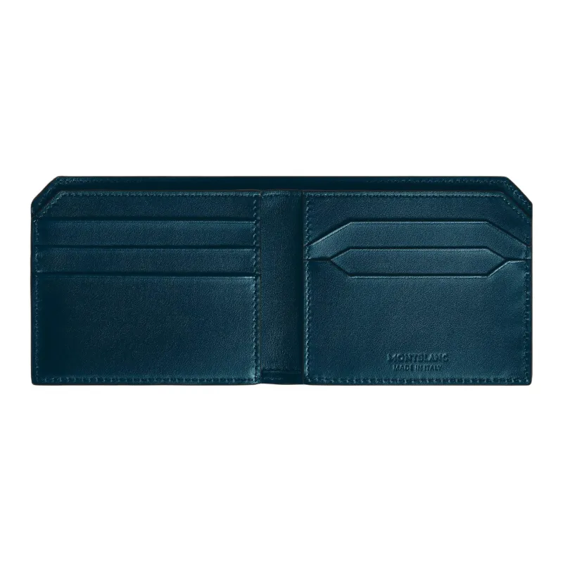 MONTBLANC Soft Leather Series Full Grain Cow Leather Wallet Men's Black & Deep Pool Blue-5