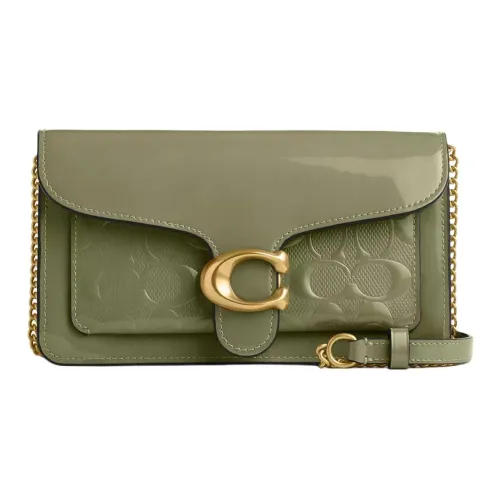COACH Tabby Patent Leather Shoulder Bag Crossbody Bag Clutches Small Size Women's Moss Green