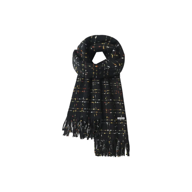 CARTELO Polyester Knit Scarves Unisex Black/White/Red/Pink-0