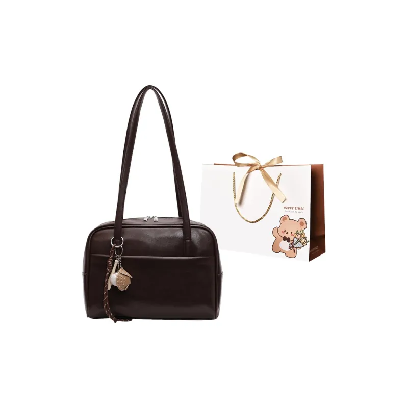 ERANGBEAR PU Handbag Shoulder Bag Women's Black Burgundy Coffee Brown-4