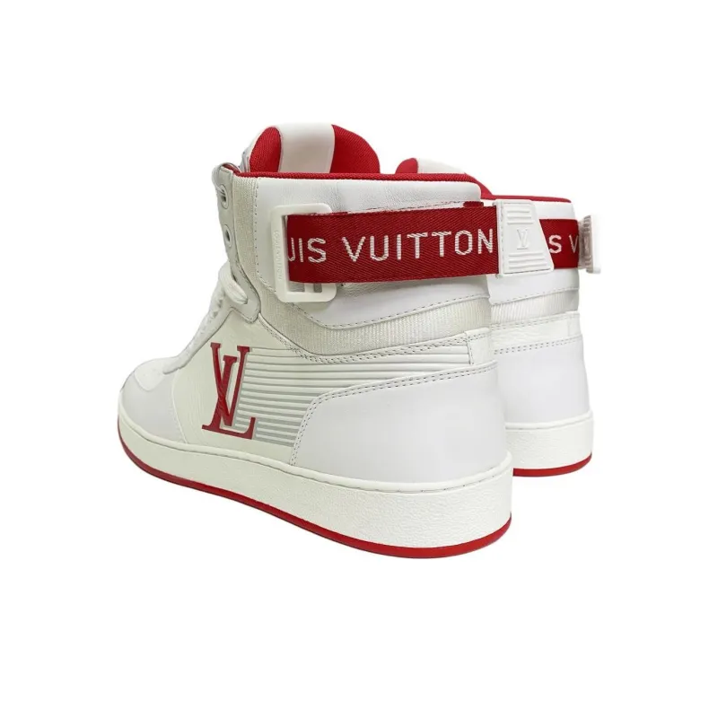 LOUIS VUITTON High Top Skateboard Shoes Men's White Red-3