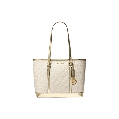 MICHAEL KORS Jet Set Travel Coated Canvas Tote Bag Shopping Bag Handbag Shoulder Bag Small Size Women's Light Gold