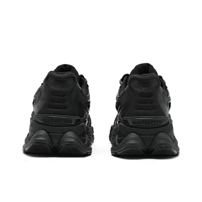 QIAODAN Breathable Lightweight Low Top Casual Shoes Men's Black Iron Gray-5
