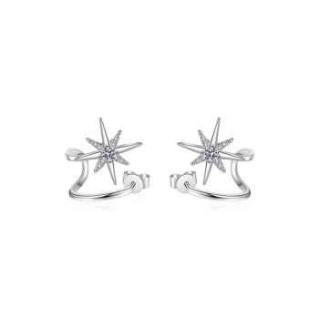 Danfu 925 Sterling Silver Rhinestone Embellished Moissanite Stud Earrings Women's