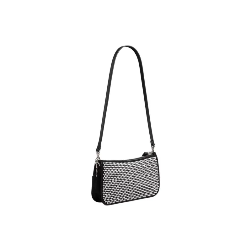 COACH Penn Calfskin Shoulder Bag, Crossbody Bag Trumpets Women's Silver & Black-1