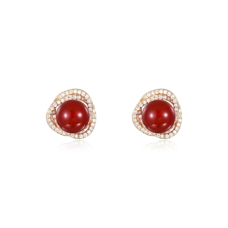 WAW Gold Plated Copper Zircon Glass Earrings Women's-0
