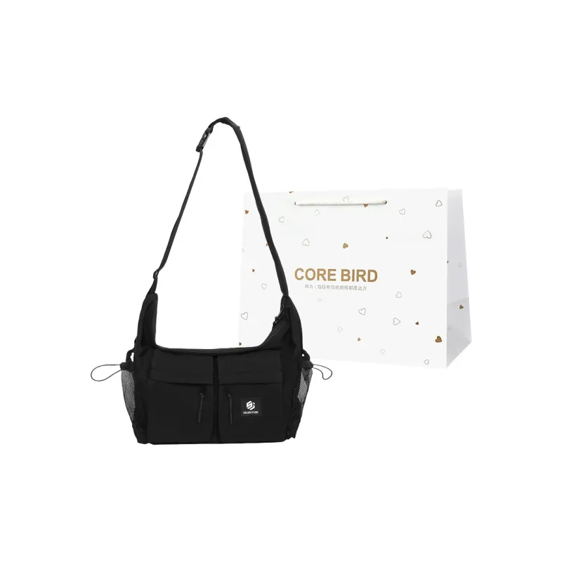 CORE BIRD Nylon Messenger Bag, Shoulder Bag, Crossbody Bag Unisex Ecru/Green/Black-6
