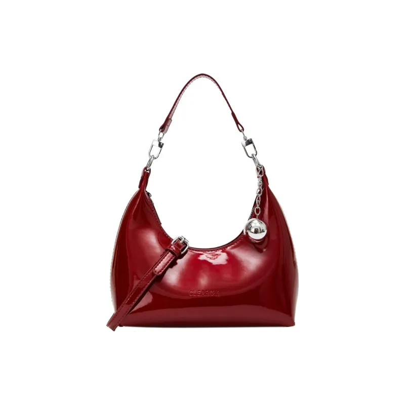 ZAVC PU Crossbody Bag Medium Size Women's Cherry Red/Beige/Silver/Black-1
