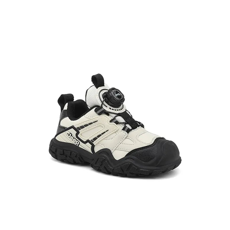 Jeep Slip Resistant Cushioning Wear Resistant Breathable Kids Lifestyle Shoes Black Beige Kids'-6
