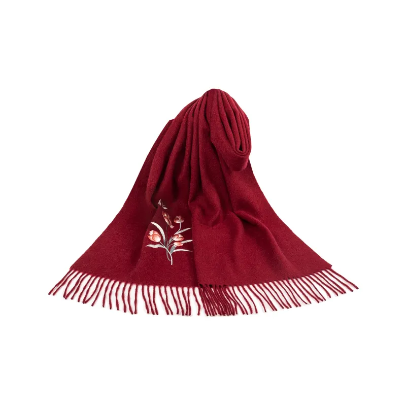 Shanghai Story 100% Sheep Wool Knit Scarves Women's 6 Colors Available For Selection-0