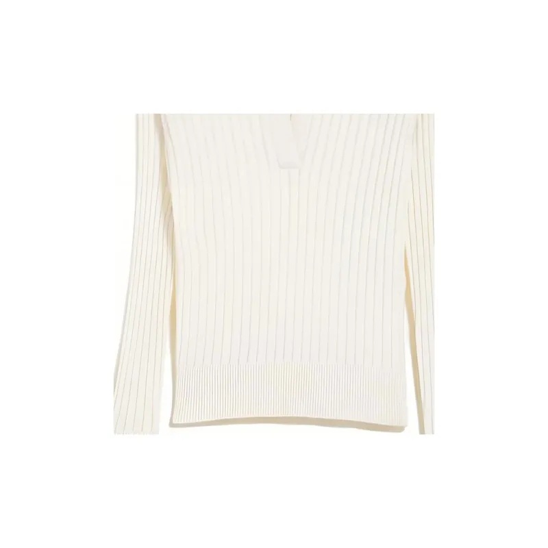 MaxMara Wool And Silk Sweater With Polo Shirt Collar Sweater Women's White-5