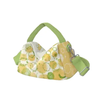 AOSONG Suede Tech Fabric Handbag Crossbody Bag Unisex Yellow Green Bubbles