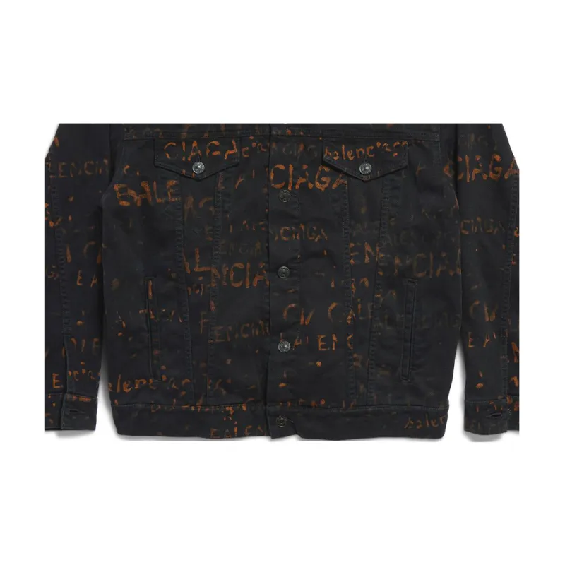 Balenciaga FW24 Denim Jacket Loose Fit Style Unisex Black-2