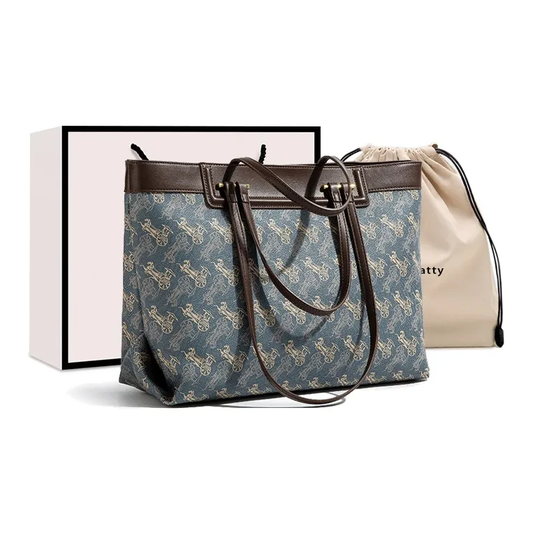 CentarlKatty PU Tote Bag Shoulder Bag Handbag Women's Coach Blue & Coffee-0
