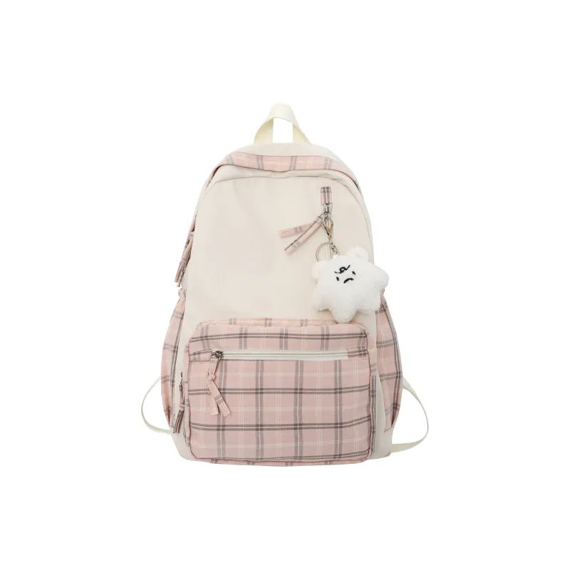 BRABOSTON Nylon+Cotton Linen Blend Backpack Unisex Khaki/Green/Gray/Pink-11