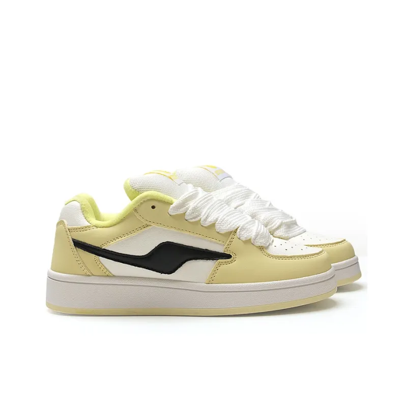 STUR YSN Warm Wear Resistant Lightweight Low Top Skateboard Shoes Unisex White Light Yellow-3