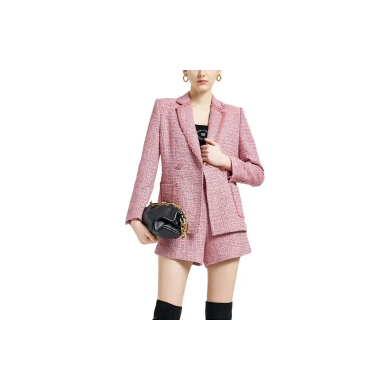 BESIONIA FW23 Business Suits Coats Women's Pink-3